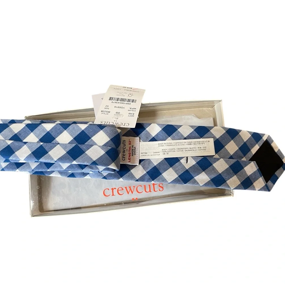 Crewcuts Preppy Blue and White Gingham Boy's Tie NWT